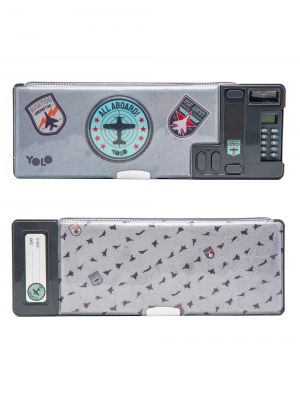 קלמר רטרו מחשבון פאצ’ים אפור