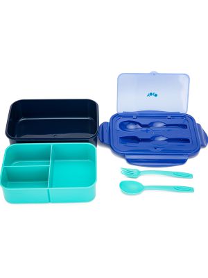 קופסת אוכל 2 ב 1 כחול