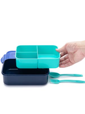 קופסת אוכל 2 ב 1 כחול